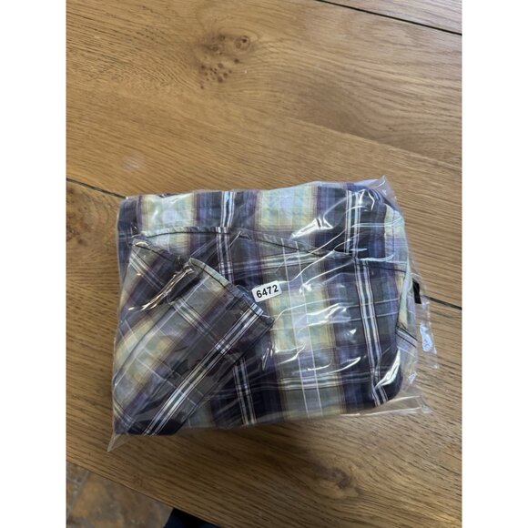 7Diamonds‎ Men Short Sleeve Button Down Shirt Size Medium Plaid Cotton Logo - Picture 12 of 12